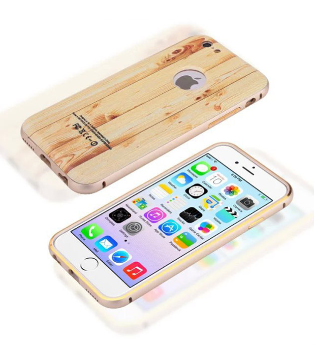 เคส iPhone 6s Plus เคส Bumper ขอบอลูมิเนียม ด้านหลังลายไม้